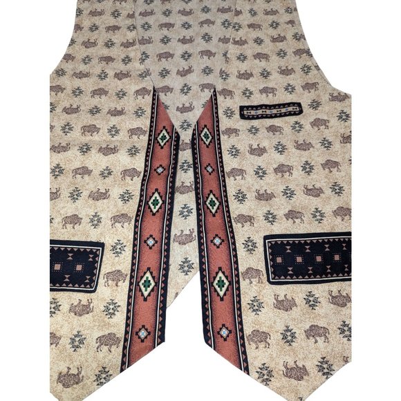 Vintage Southwestern Buffalo Vest open design sz L back tie sash - Picture 2 of 5